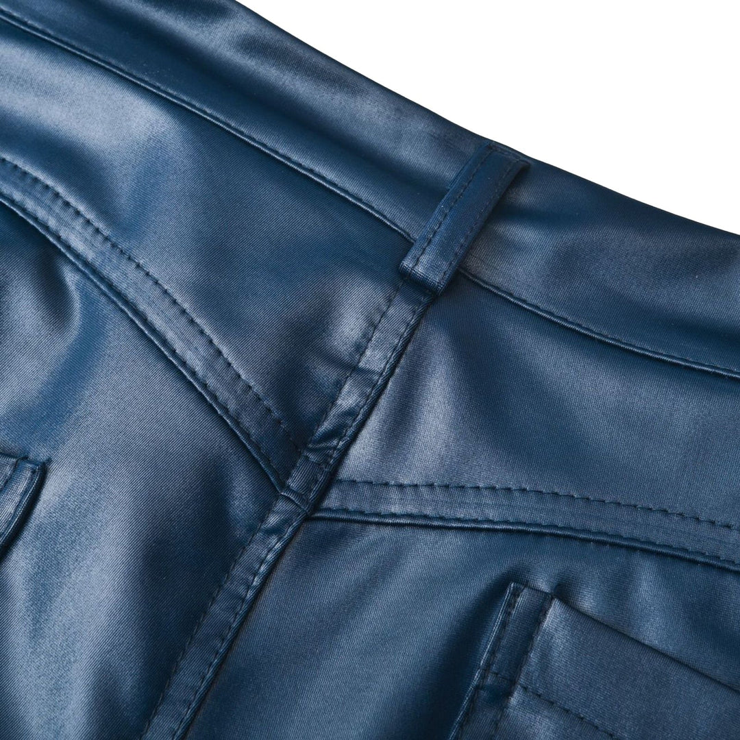 Slim Fit High Waist Skinny Leather Pants for Men and Women 2