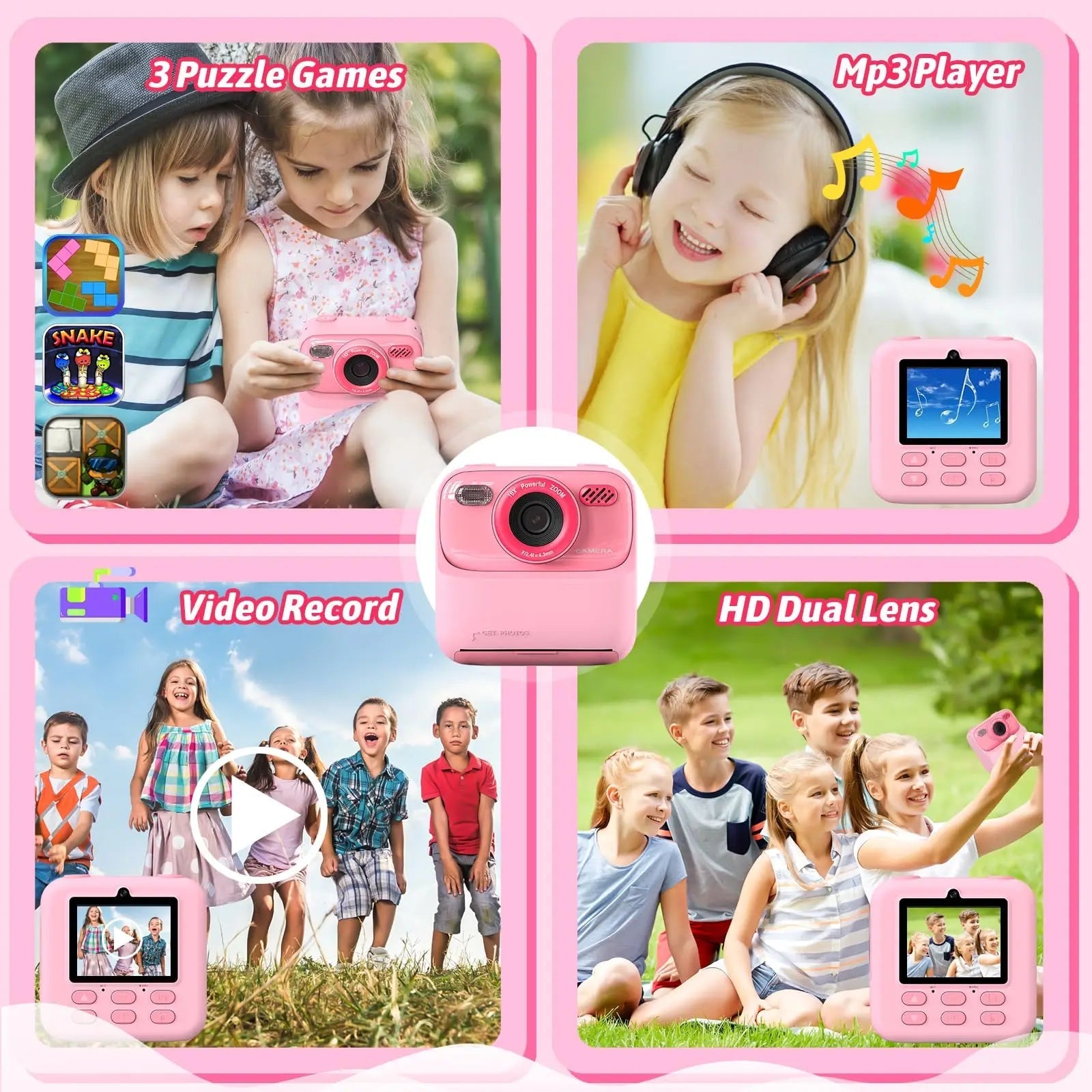 Instant Fun Camera SnapJoy | Colorful Fun Kids Instant Camera with HD Selfie and 32GB Mem ...