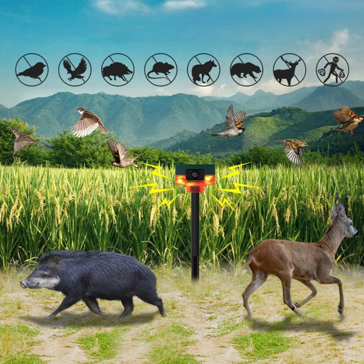 Solar-powered bird deterrent with flashing light 0