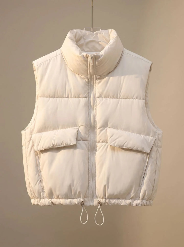 Sophie | Damen Steppweste Bodywarmer mit Stehkragen und Kordelzugsaum 0