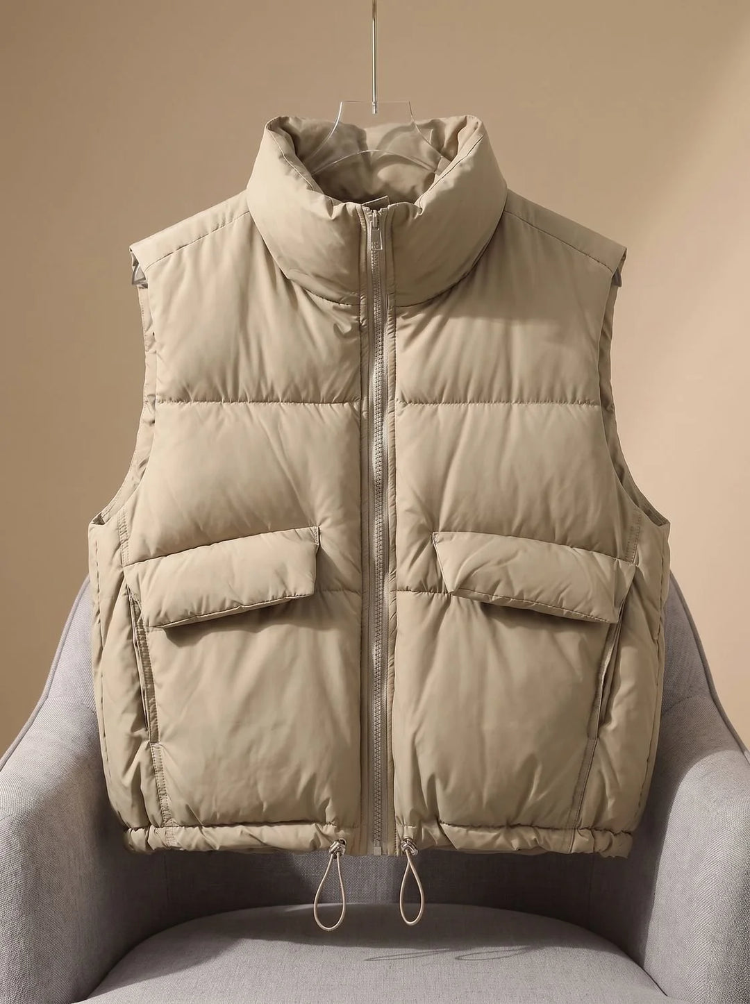 Sophie | Damen Steppweste Bodywarmer mit Stehkragen und Kordelzugsaum 3