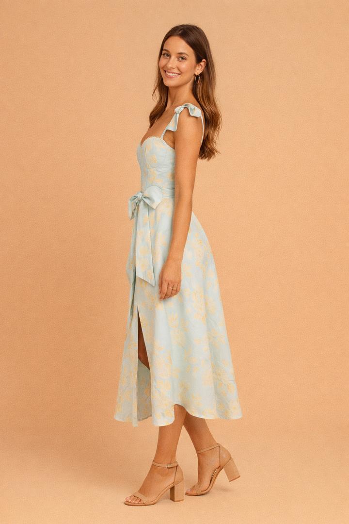 Mariana | Sophisticated long summer dress with Volante
