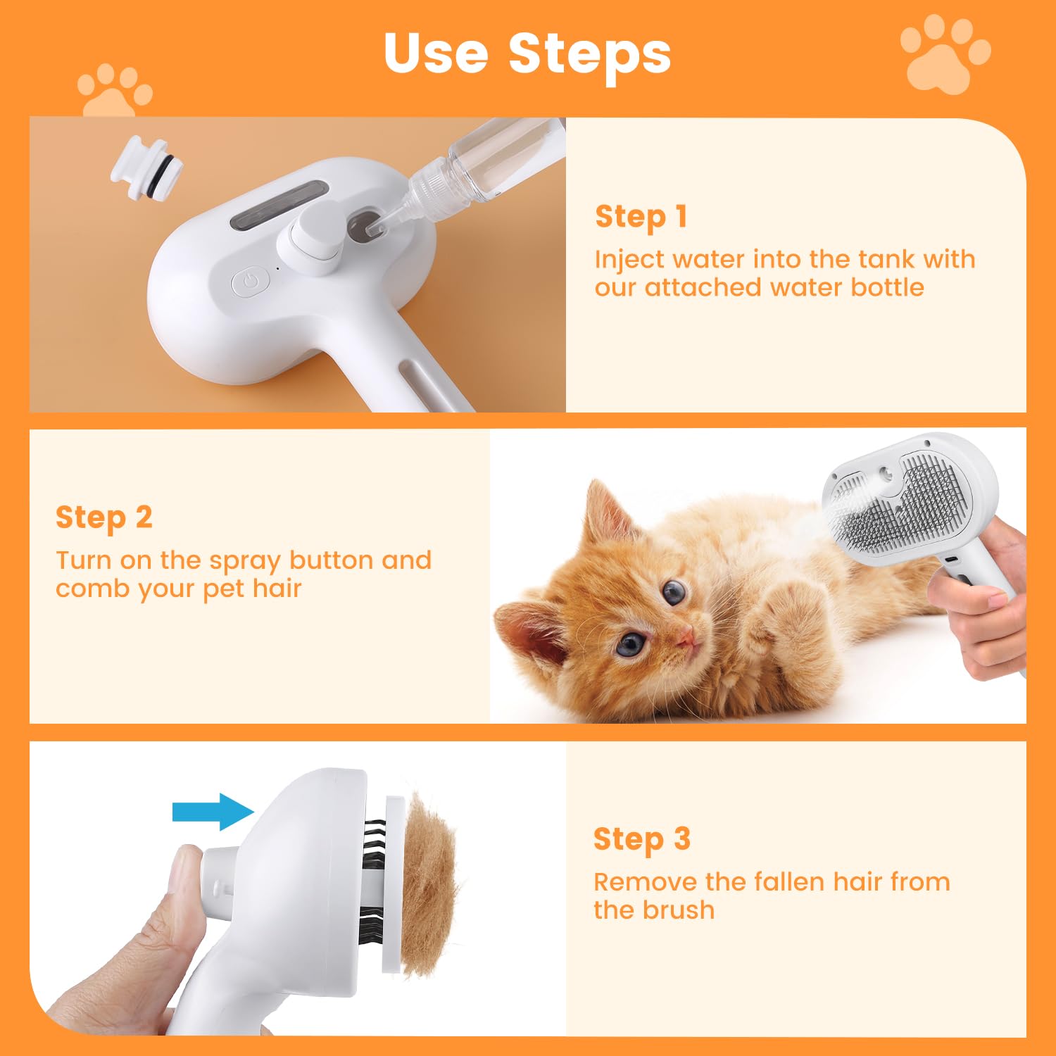 Steam brush for cats and dogs 5