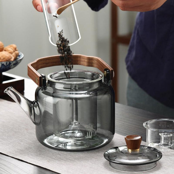 SteepHaus | Premium Glass Teapot with Wooden Lid and Stainless Infuser 1