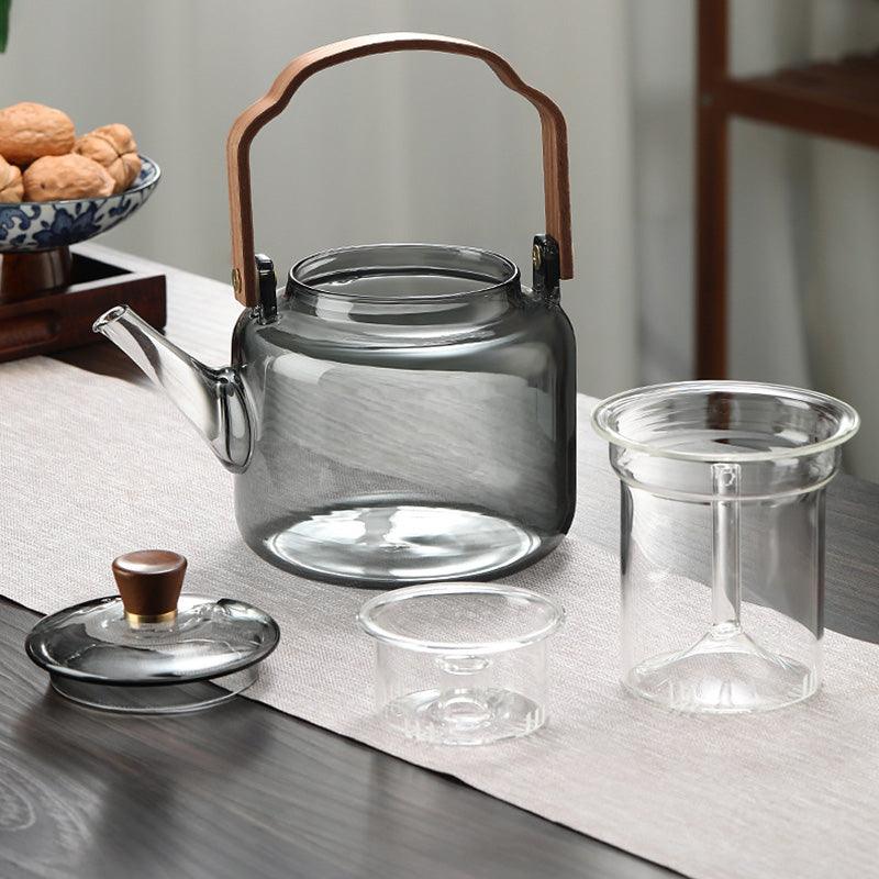 SteepHaus | Premium Glass Teapot with Wooden Lid and Stainless Infuser 2