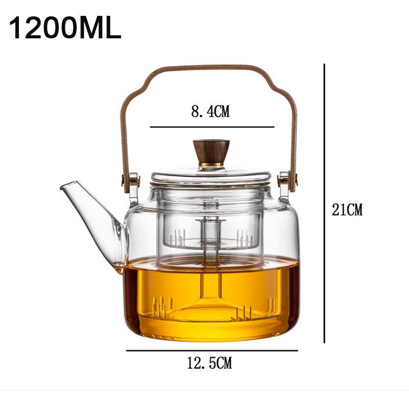 SteepHaus | Premium Glass Teapot with Wooden Lid and Stainless Infuser 7