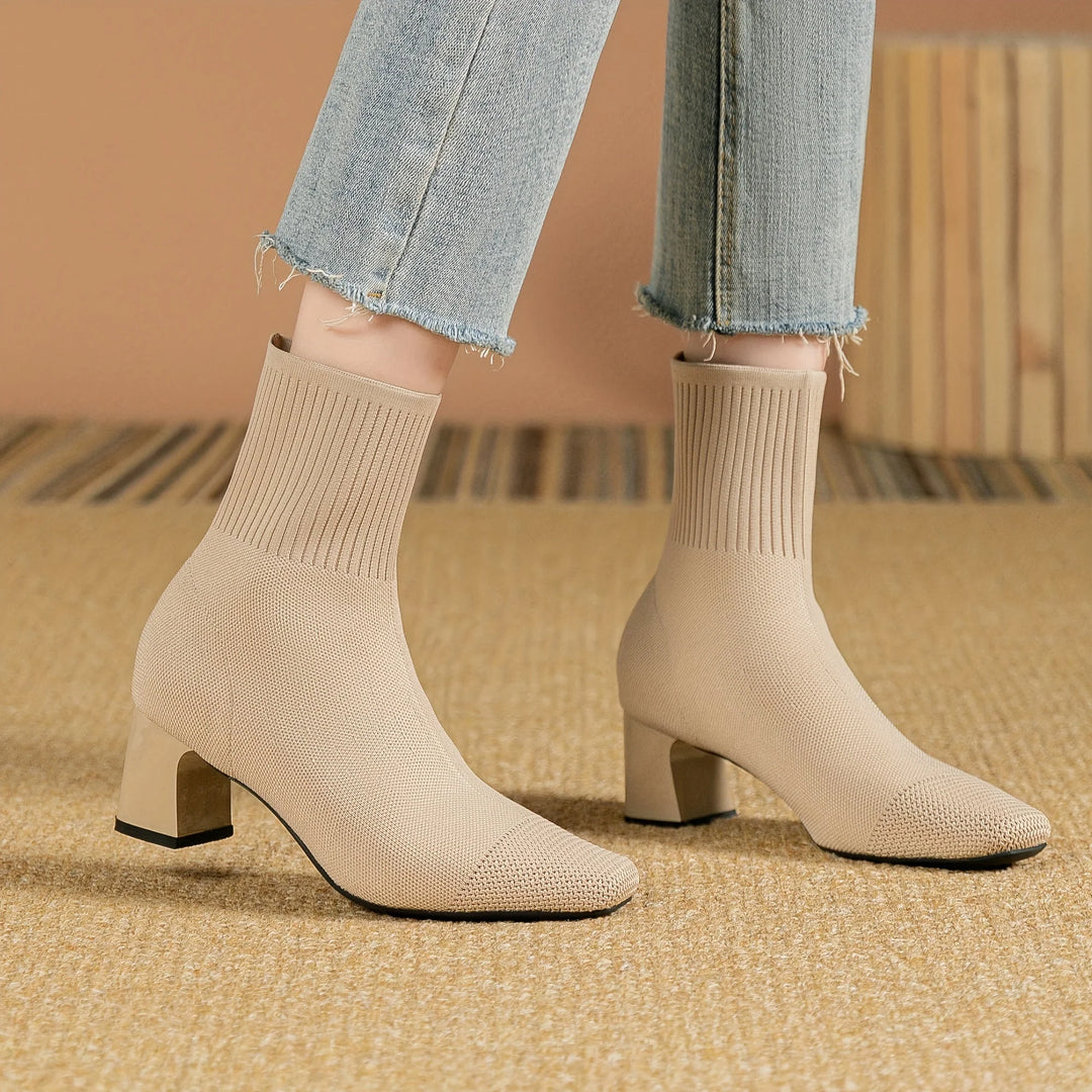Strick-Stiefeletten Damen | Blockabsatz & Bequem 10