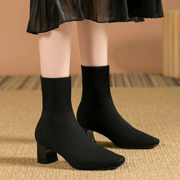 Strick-Stiefeletten Damen | Blockabsatz & Bequem 3
