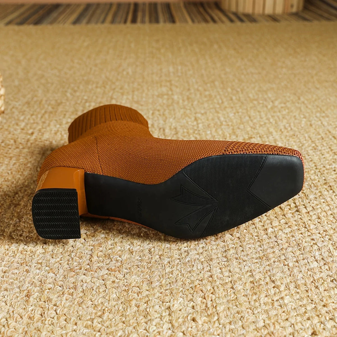 Strick-Stiefeletten Damen | Blockabsatz & Bequem 5