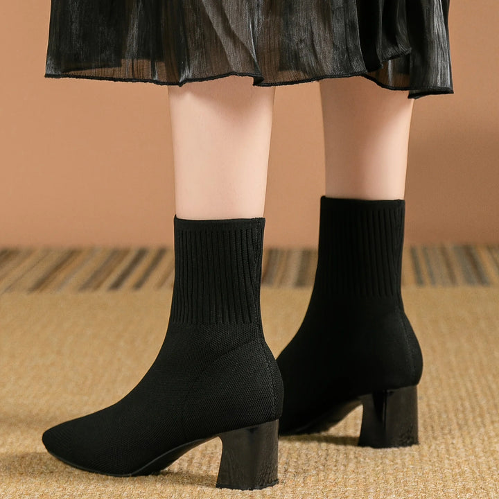 Strick-Stiefeletten Damen | Blockabsatz & Bequem 7