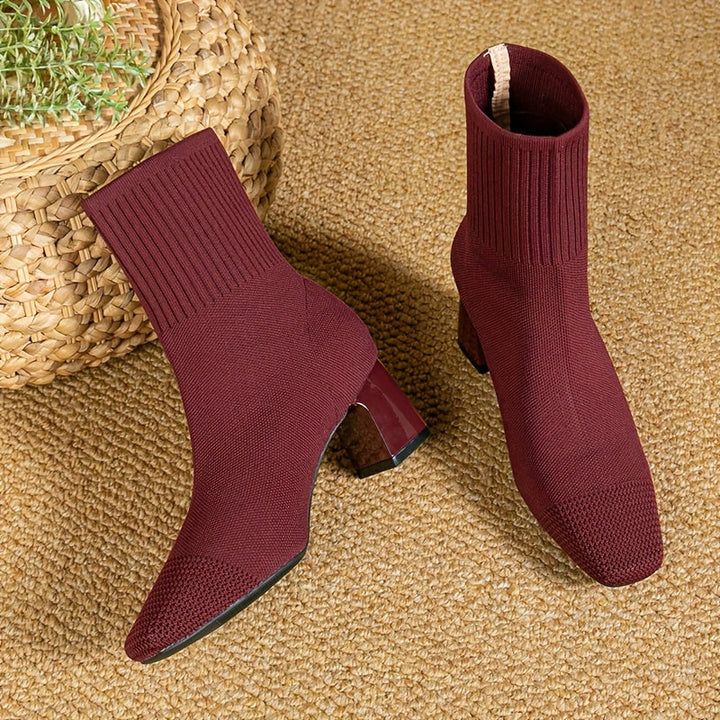 Strick-Stiefeletten Damen | Blockabsatz & Bequem 9