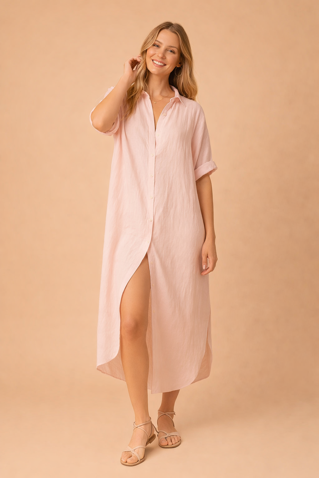 Delilah | Robe-chemise printanière stylée avec fente
