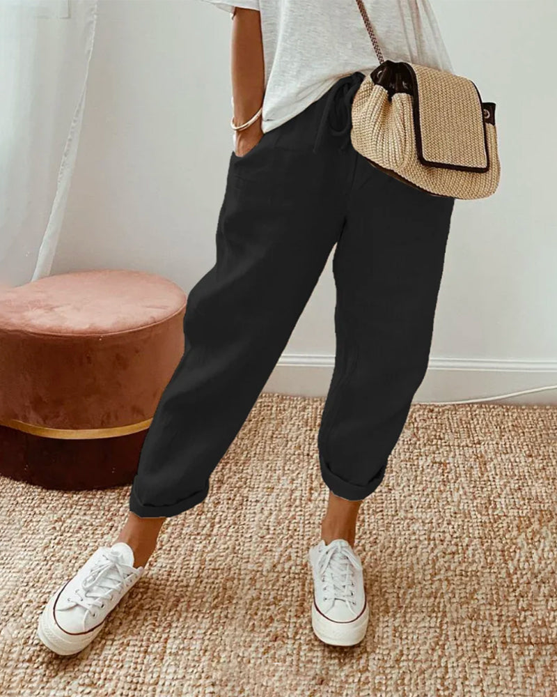 Stylish Casual Women's Trousers Lightweight Breathable Summer Pants 1