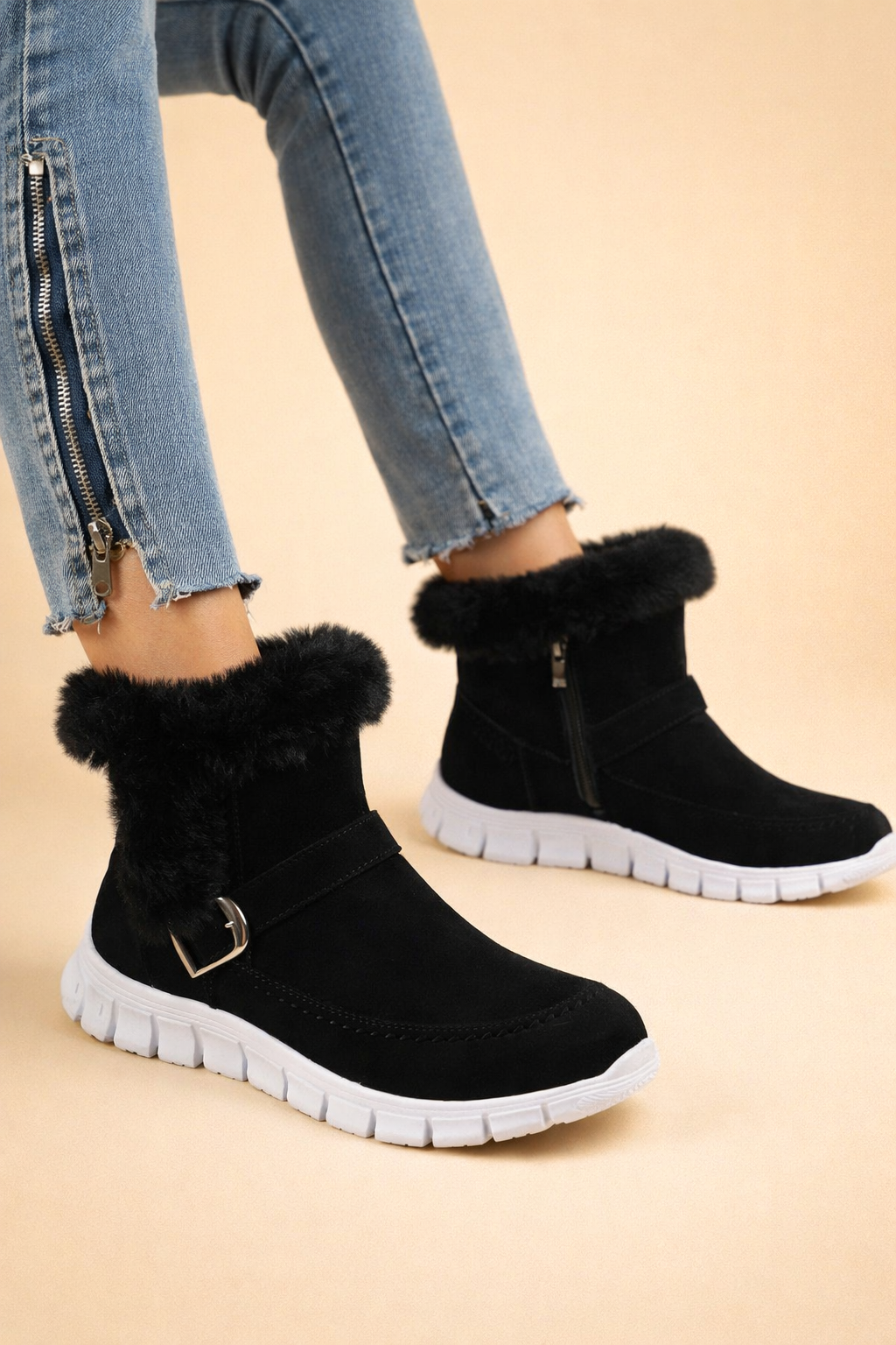 Bottes mi-mollet en velours pour femmes – Confort douillet et élégant