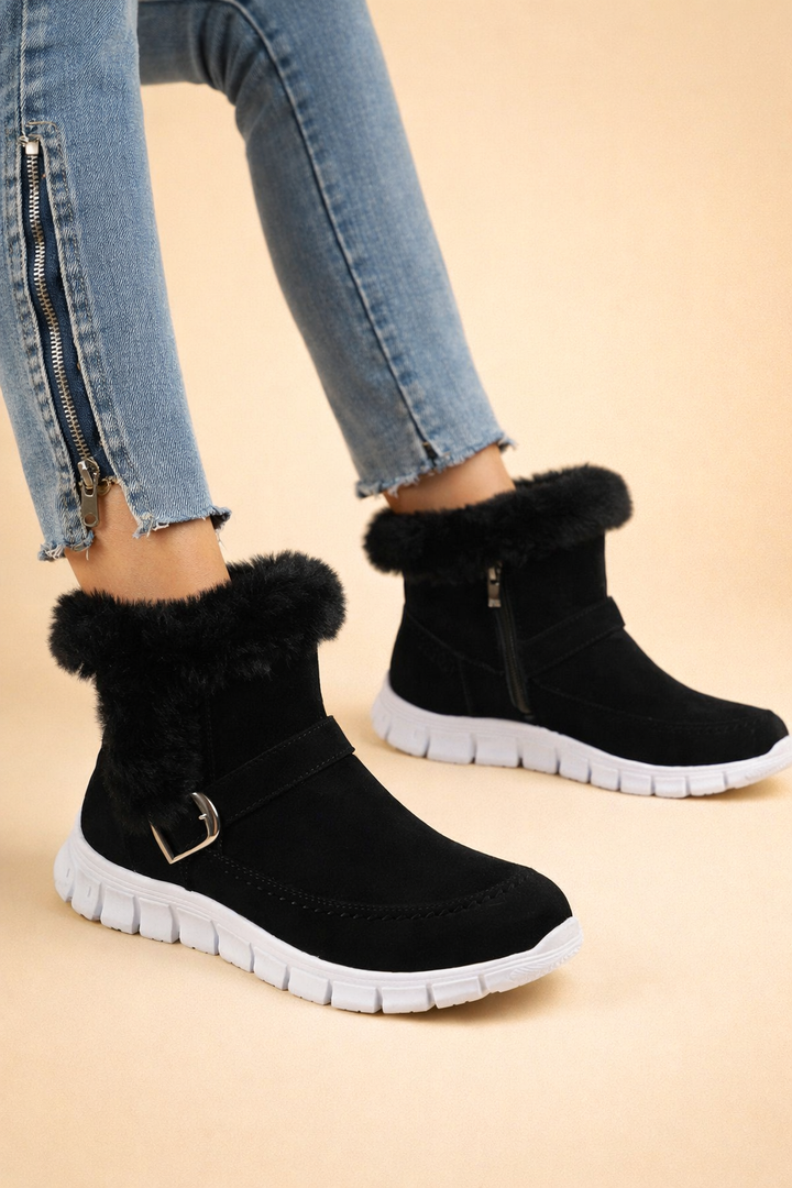 Bottes mi-mollet en velours pour femmes – Confort douillet et élégant
