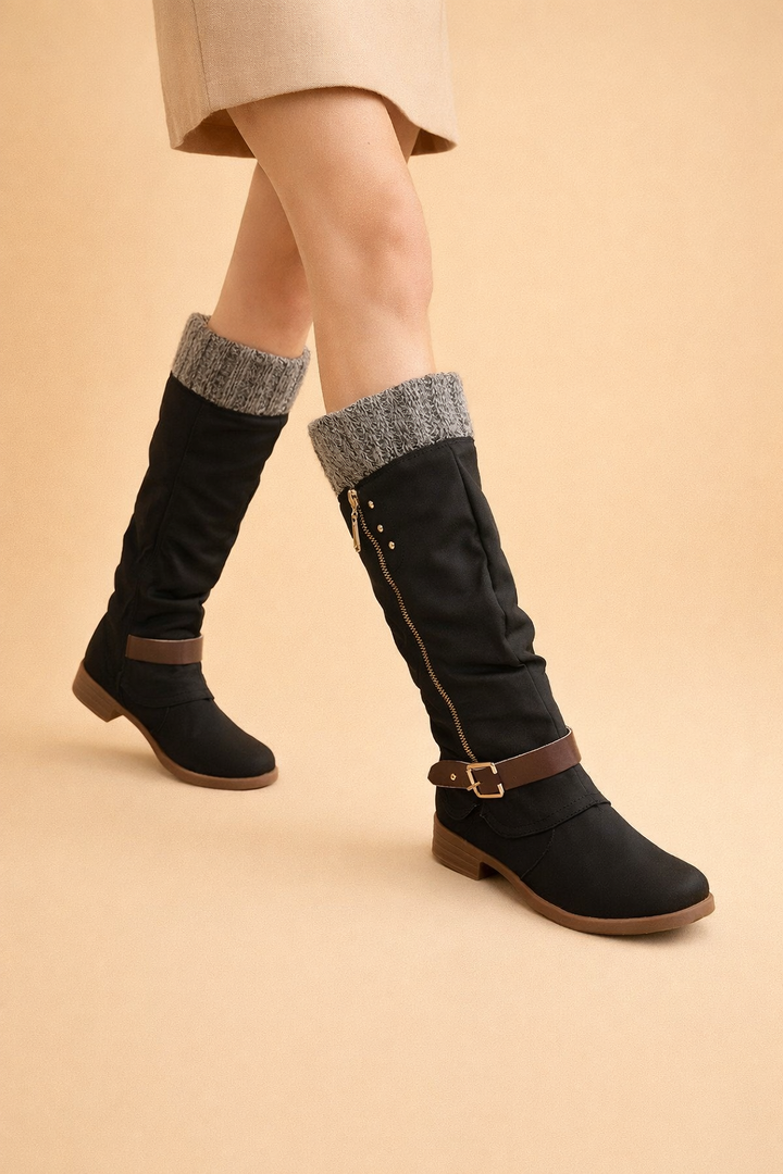 Bottes hautes jusqu'aux genoux avec fermeture éclair latérale pour femmes – Design élégant et confortable