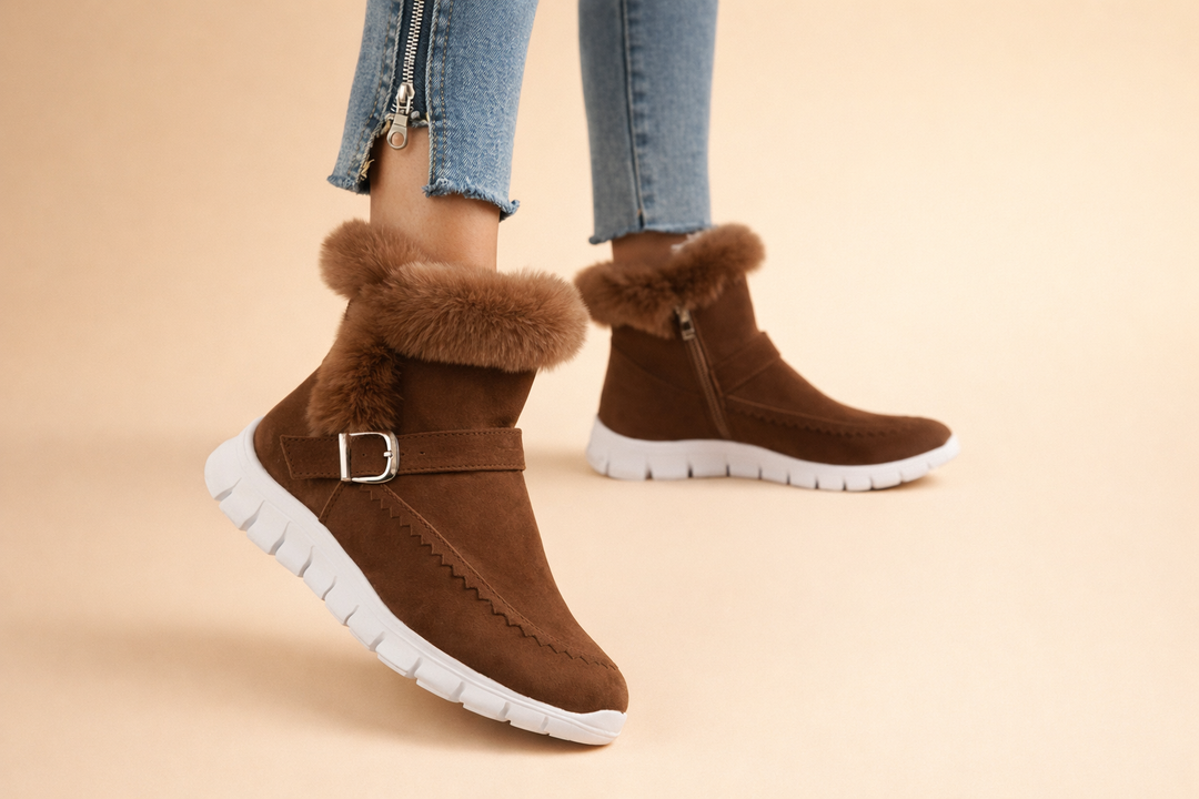 Bottes mi-mollet en velours pour femmes – Confort douillet et élégant