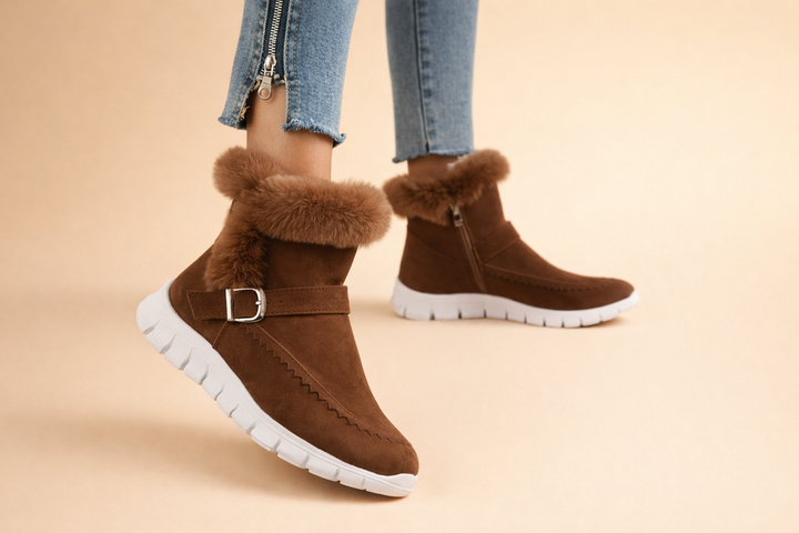 Bottes mi-mollet en velours pour femmes – Confort douillet et élégant