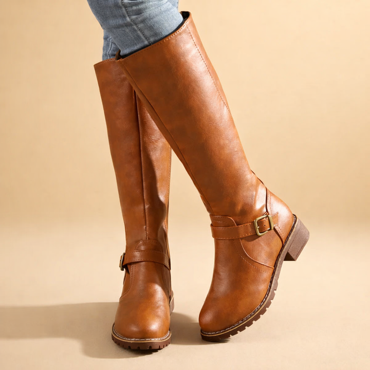 Bottes de motard montantes pour femmes – Style audacieux avec talon épais