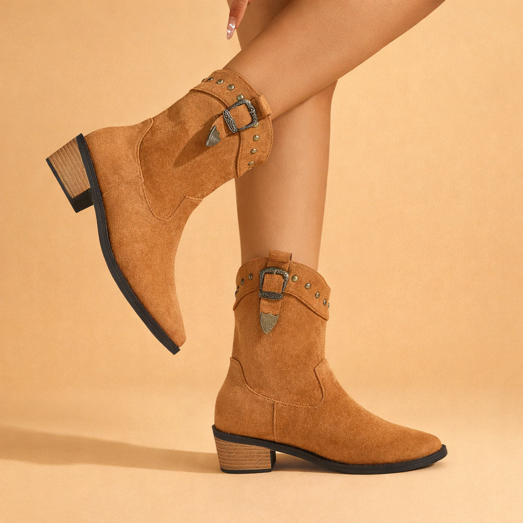 lissa | Women’s Chic Embroidered Mid-Calf Boots