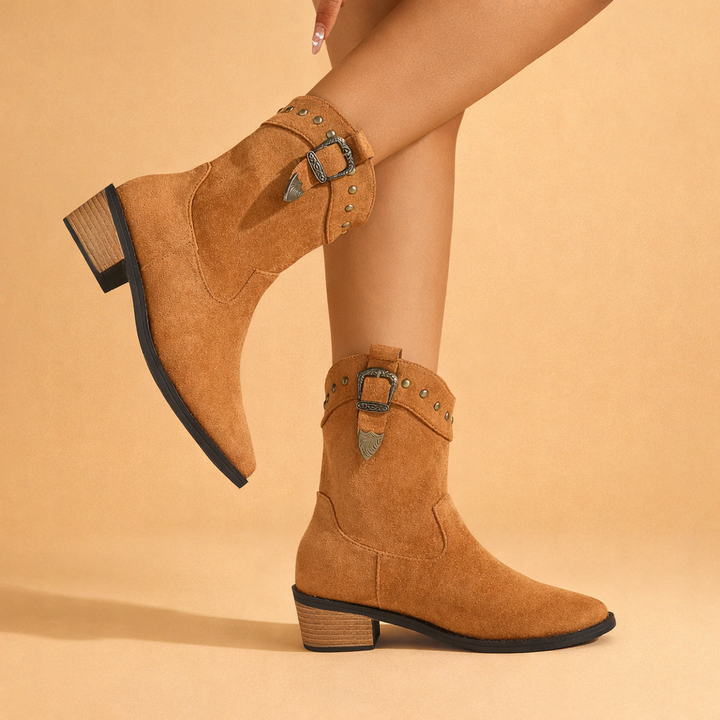 lissa | Women’s Chic Embroidered Mid-Calf Boots