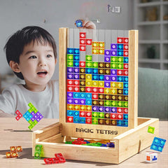 Sustainable Wooden Puzzle Game – Eco-Friendly Tetris Block Toy for Family Fun and Learning 1