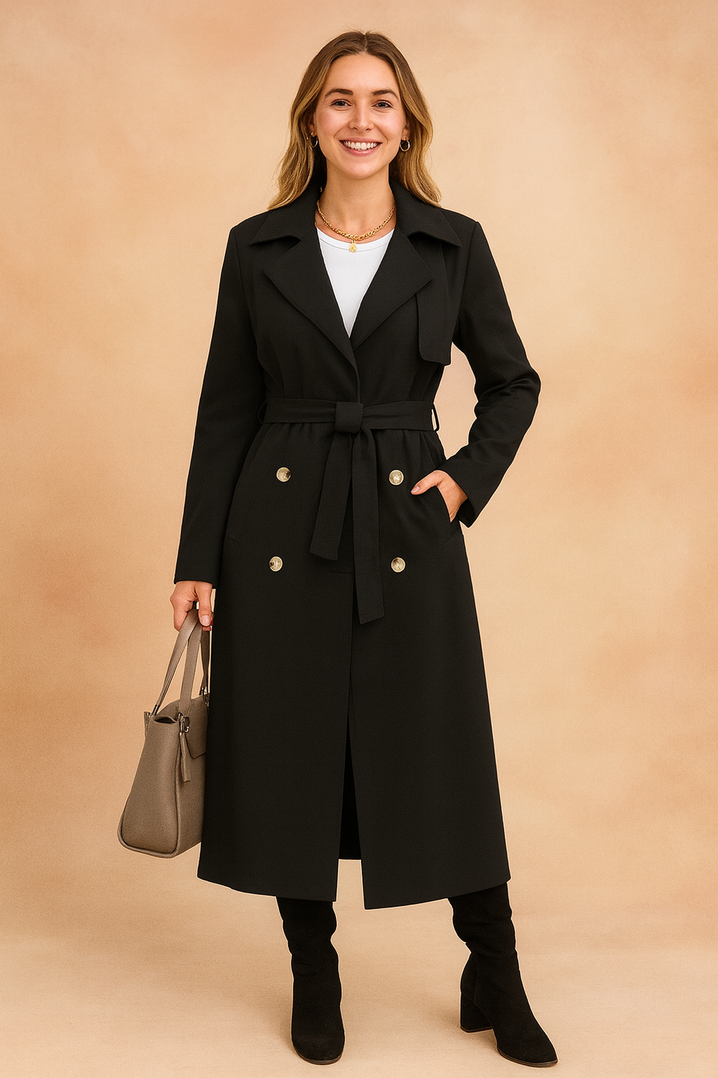 Sylwia | Elegant coat with a belt 0