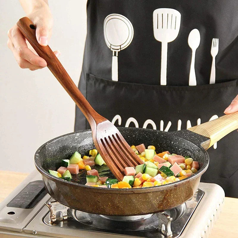 TeakChef | Premium Wooden Kitchen Utensil Set with Natural Teak Finish 4