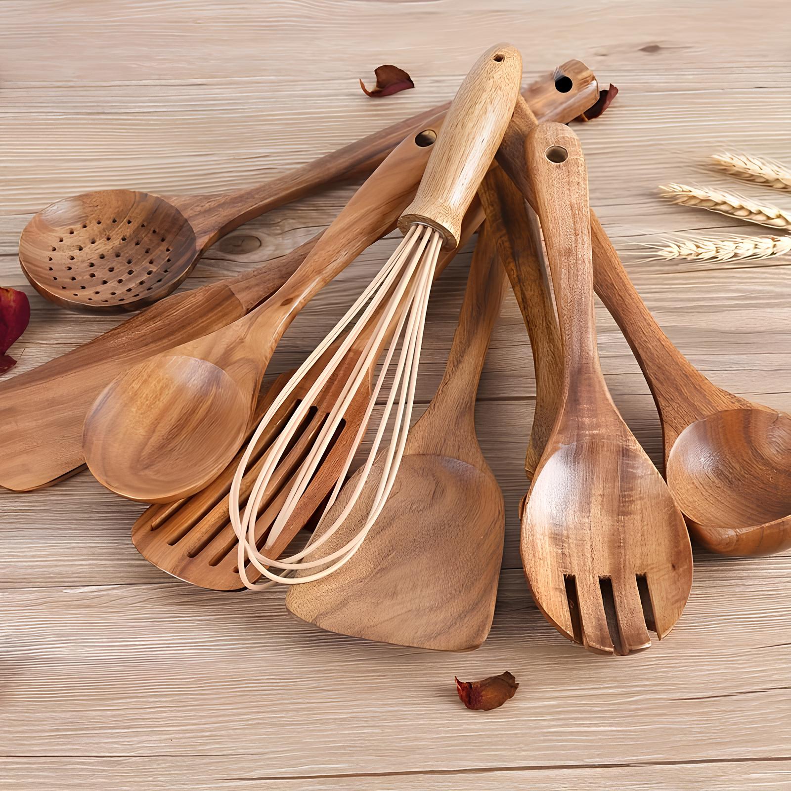 TeakElegance | Premium Teak Wood Utensil Set – 11-Piece Stylish Kitchen Collection 2