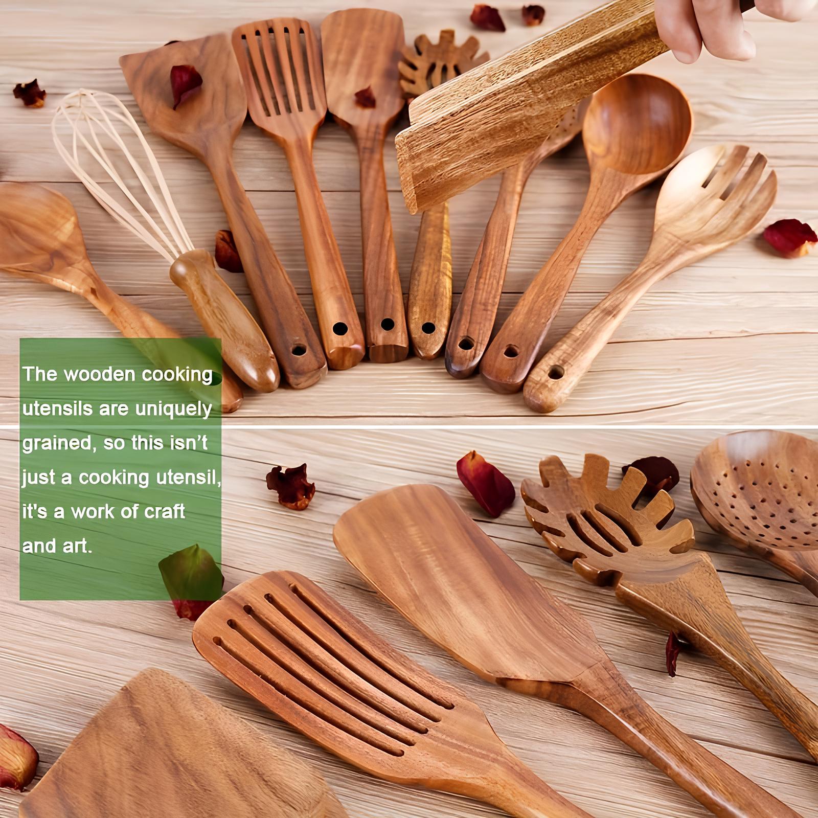 TeakElegance | Premium Teak Wood Utensil Set – 11-Piece Stylish Kitchen Collection 3