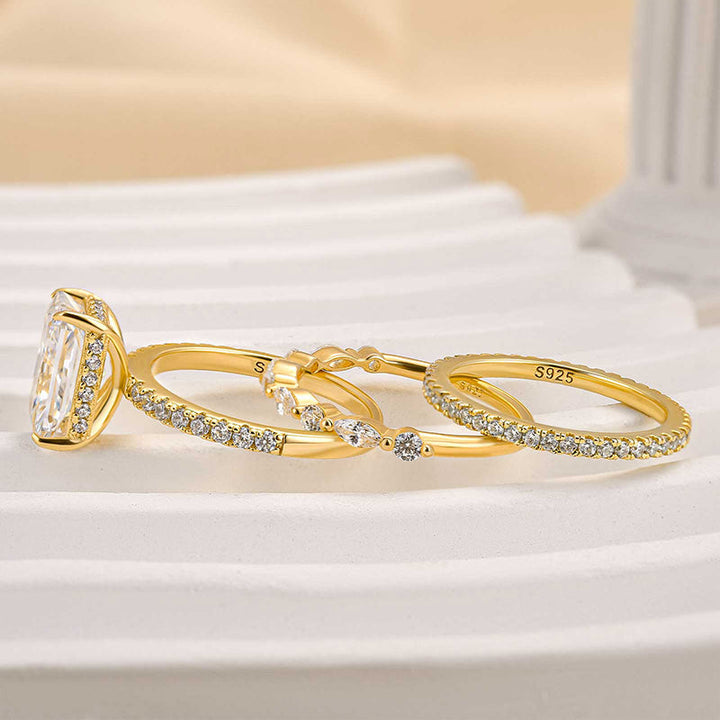 Three-Piece Wedding Ring Set – Elegant Gold Wedding Rings Made of High-Quality Materials 2