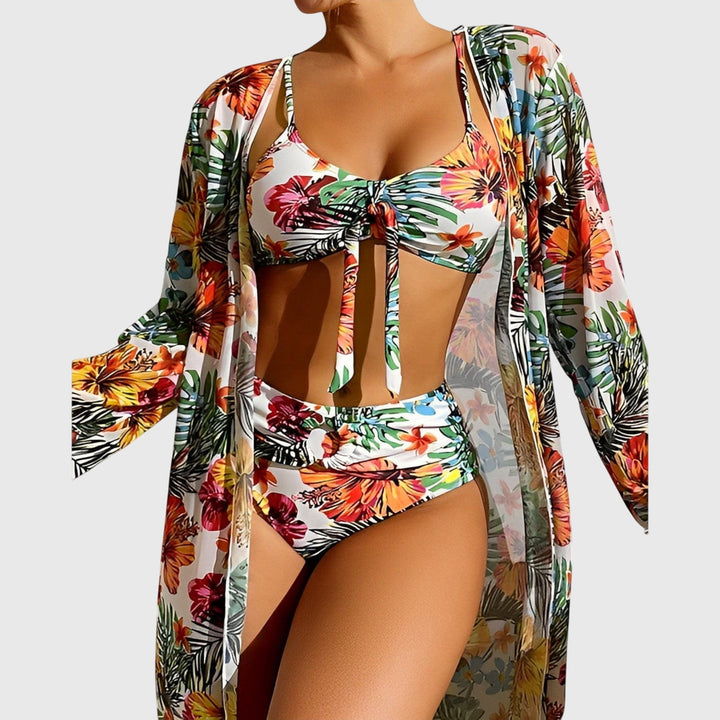 Tropical Print Push Up Bikini Set - Stylish Swimwear for Women, Vibrant Two-Piece Bathing Suit for Beach Days 0