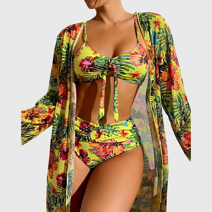 Tropical Print Push Up Bikini Set - Stylish Swimwear for Women, Vibrant Two-Piece Bathing Suit for Beach Days 1