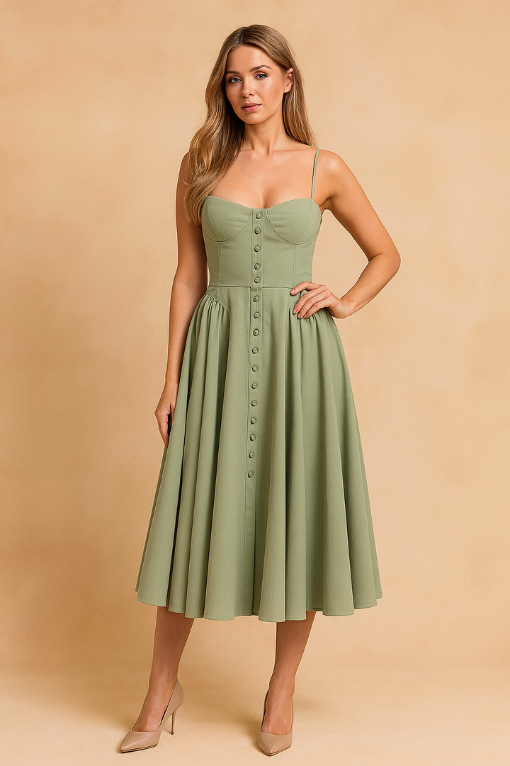 Tulum | Elegant Sleeveless Corset Midi Summer Dress 0