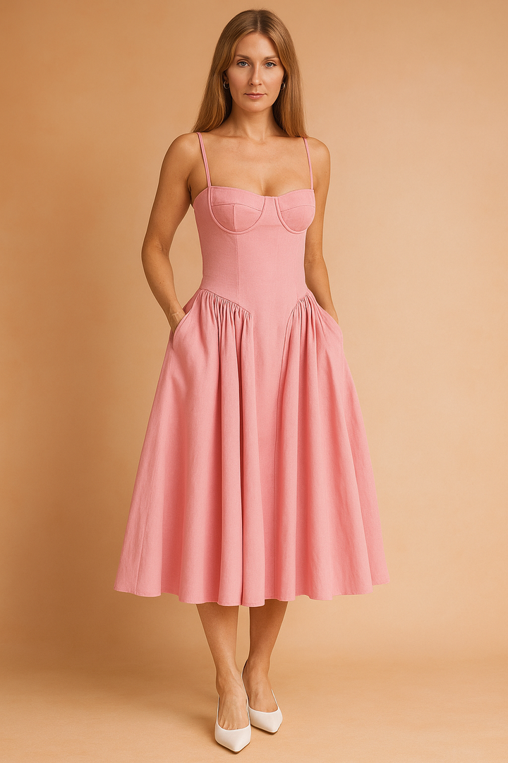 Tulum | Elegant Sleeveless Corset Midi Summer Dress 6