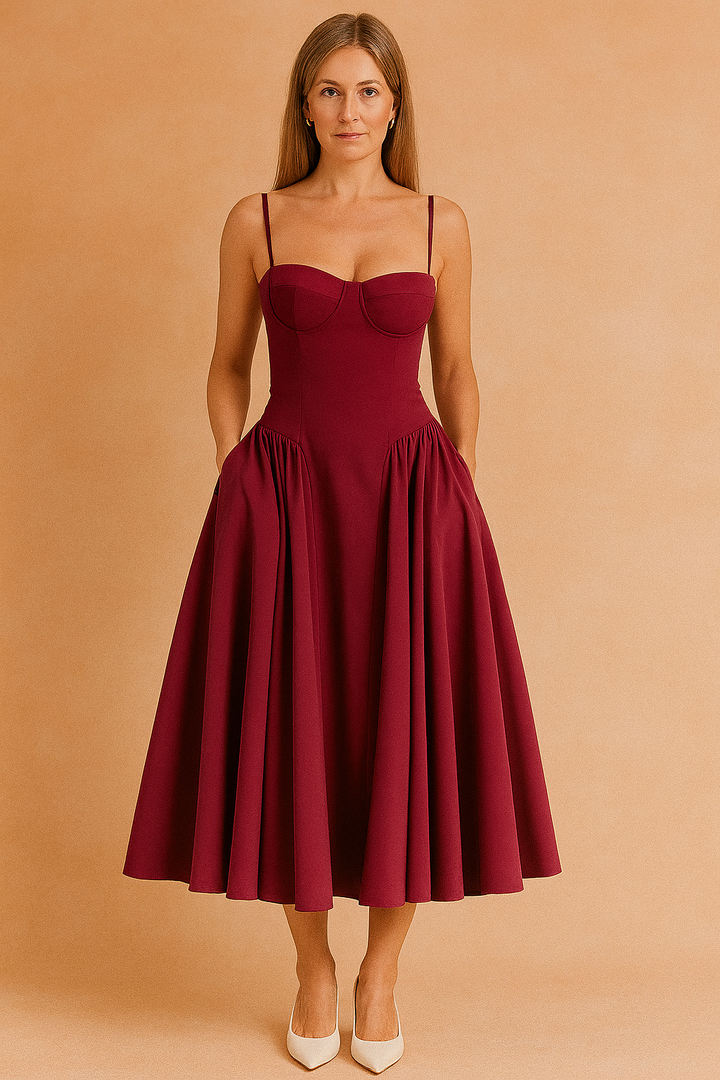 Tulum | Elegant Sleeveless Corset Midi Summer Dress 8