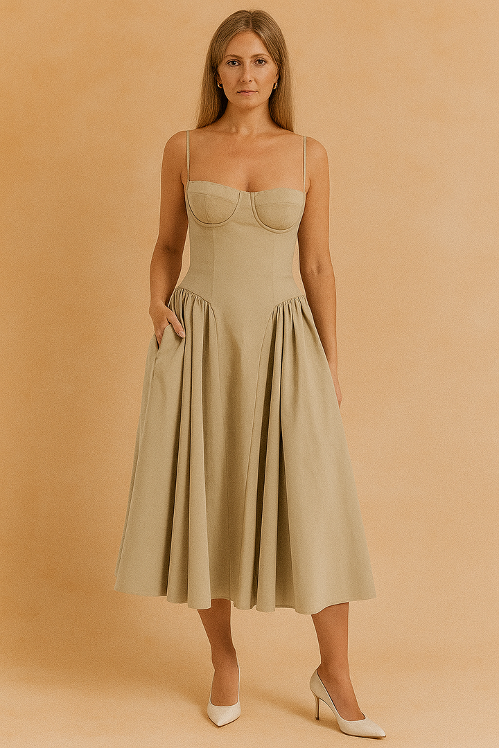 Tulum | Elegant Sleeveless Corset Midi Summer Dress 9