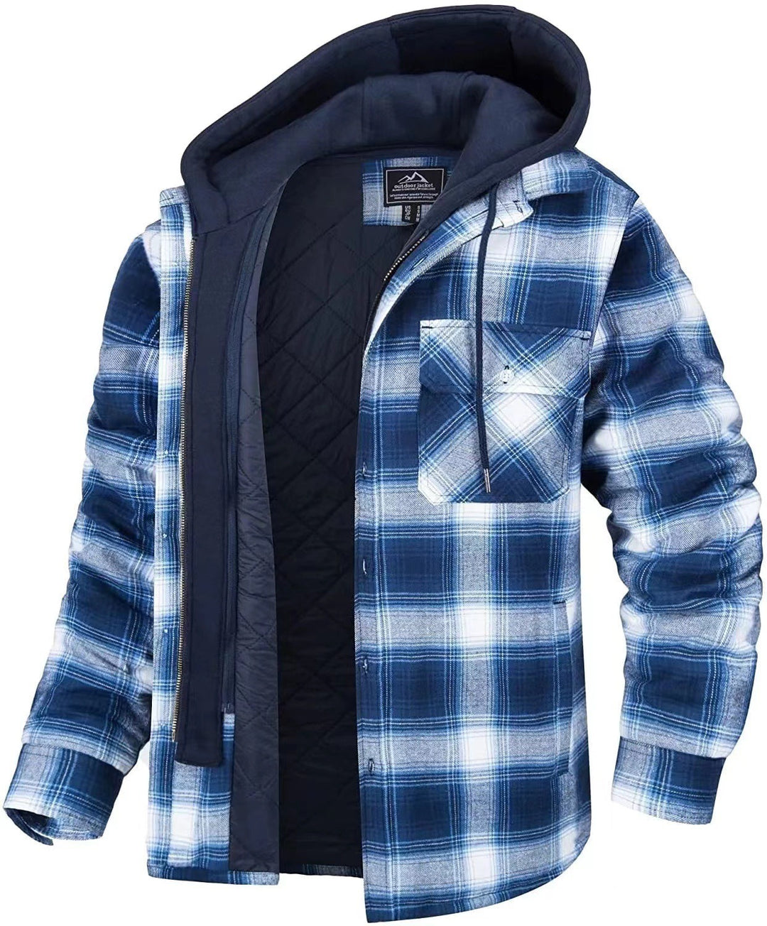 Men's Checked Jacket with Zipper Hood