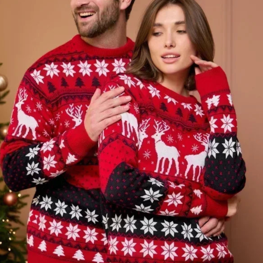 Unisex Christmas Sweater Festive Reindeer Design Warm Knit 1