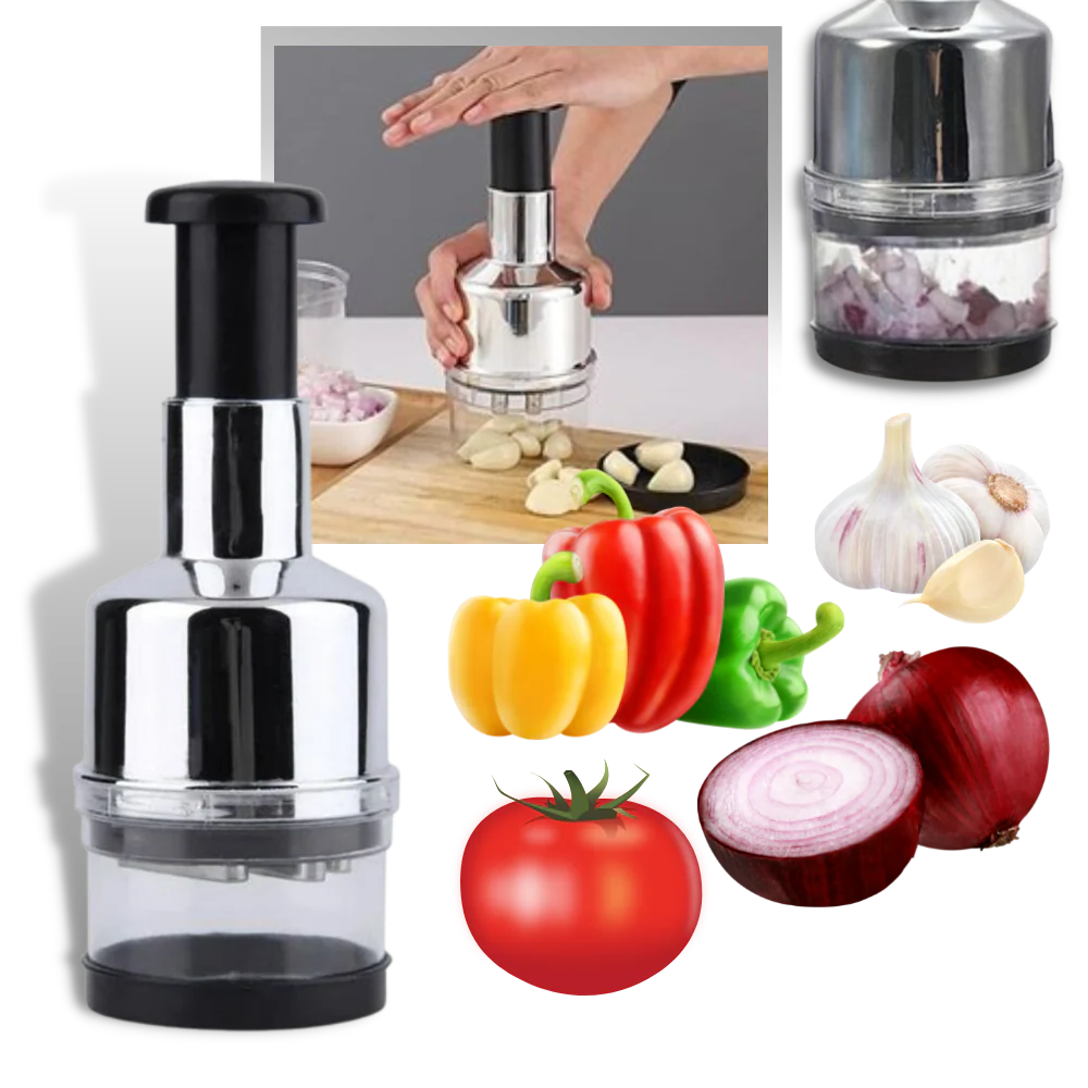VegiChop | Compact Stainless Steel Vegetable and Garlic Chopper for Kitchen Use 0