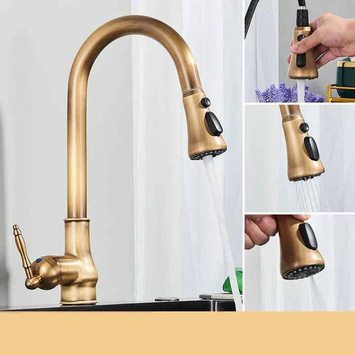 Vintage-Style Kitchen Faucet – Durable Brass Construction with Classic Look 2