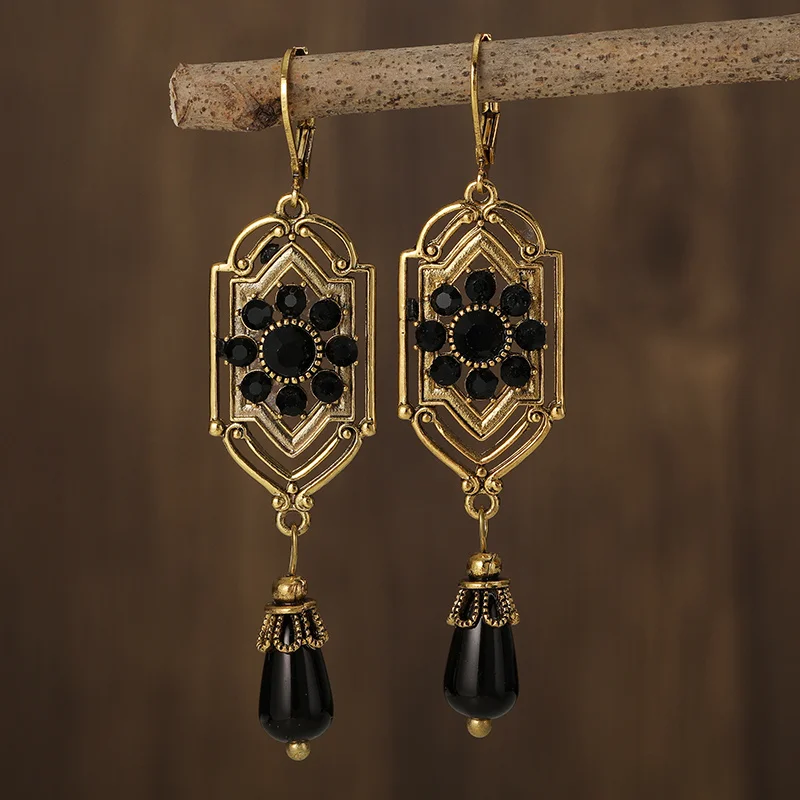 Vintage Black Crystal Earrings – Elegant Jewelry 0
