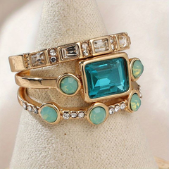 Vintage Blue Crystal Ring Set – Elegant Jewelry for Every Style 0