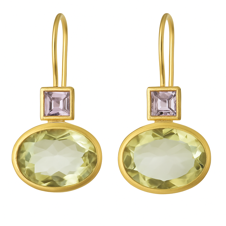 Vintage Gold Earrings with Green Crystal – Elegant Jewelry 0