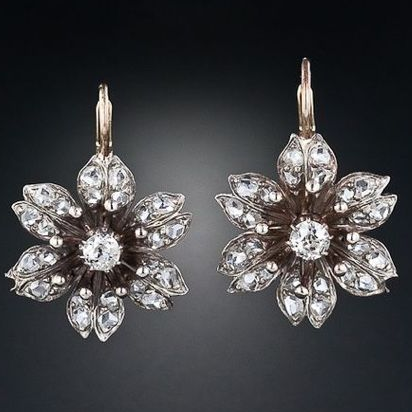 Vintage Silver Earrings with Crystal Flowers – Elegant Jewelry for Special Occasions 0