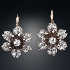 Vintage Silver Earrings with Crystal Flowers – Elegant Jewelry for Special Occasions 0