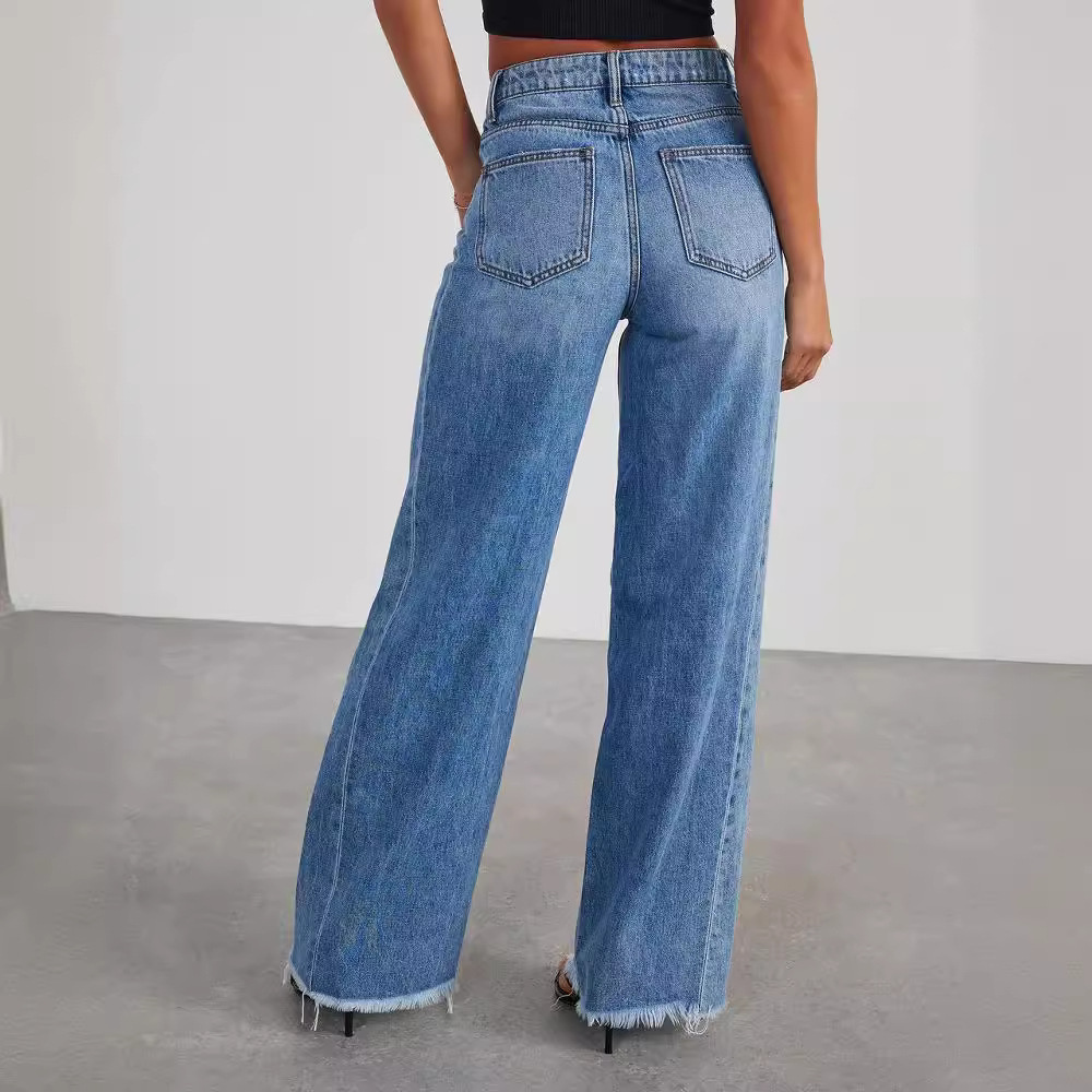Vintage Washed Wide Fit Straight Jeans for Women Casual Comfort 1