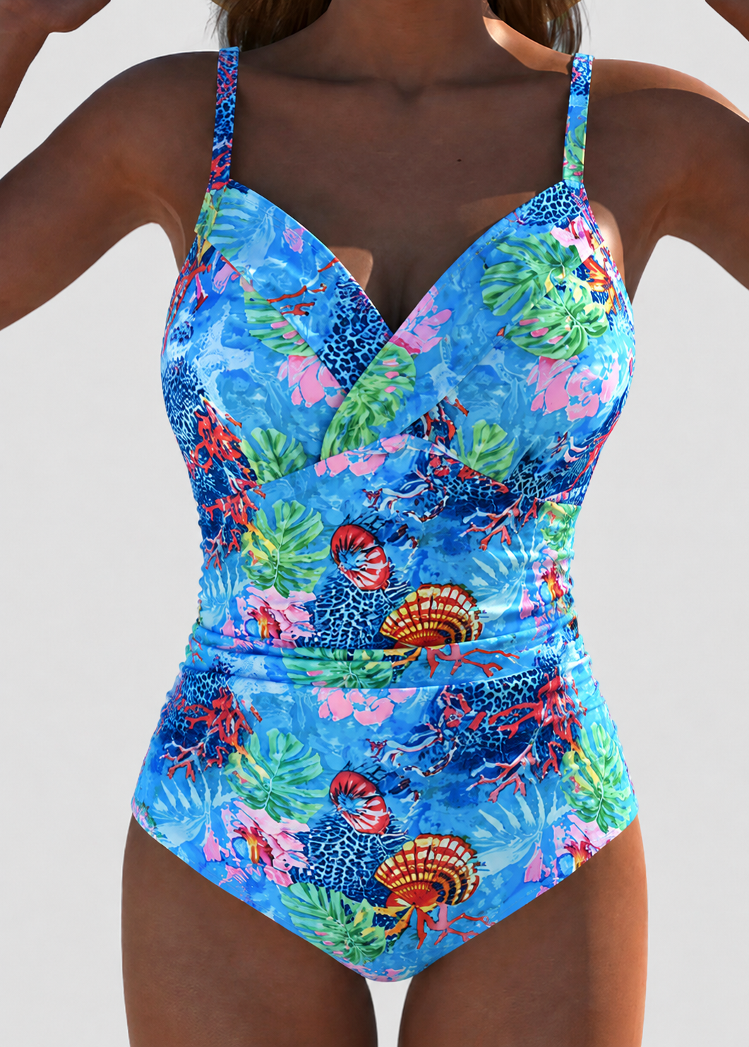 Maillot de bain une pièce pour femmes - Maillot imprimé tropical pour s'amuser à la plage en été