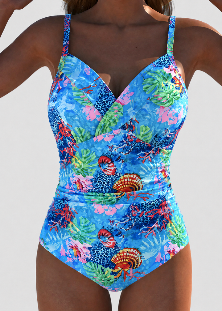 Maillot de bain une pièce pour femmes - Maillot imprimé tropical pour s'amuser à la plage en été