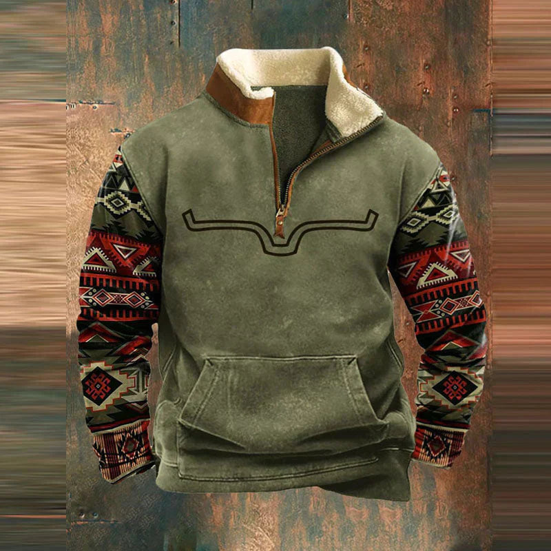 Warm, casual men's sweater | Zipper closure 0